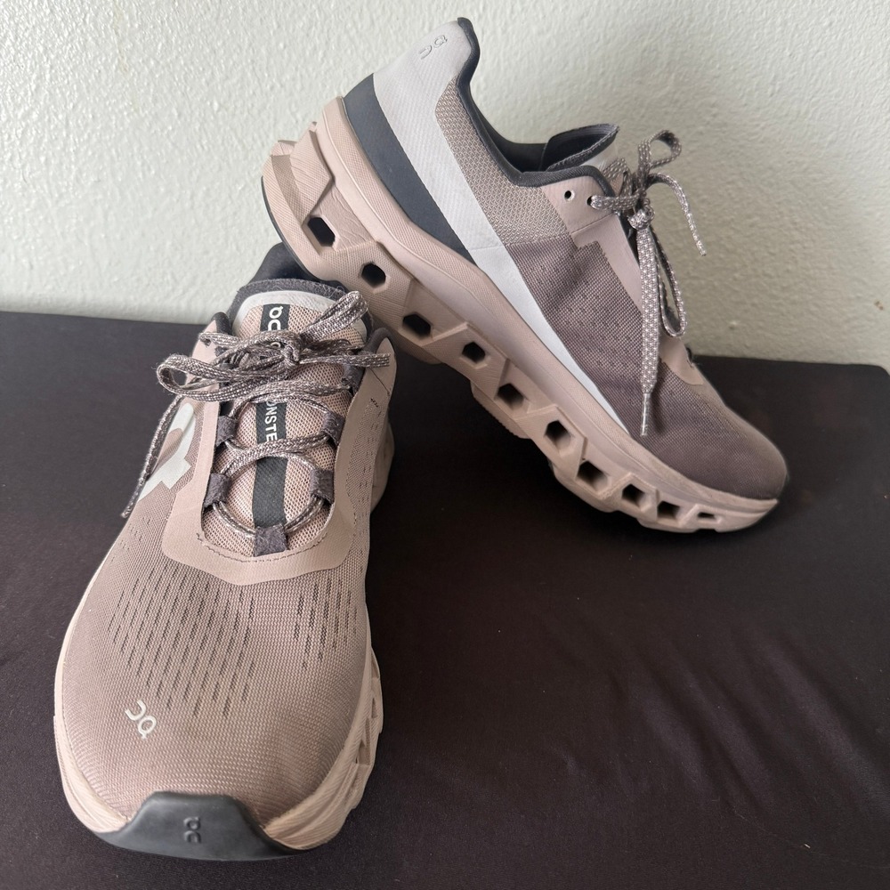 On Cloudmonster Running Shoes Fossil Iron Mens 10.5  Max Cushion Sneaker